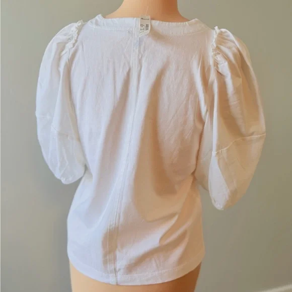🌶️ NWT Madewell White Puff Sleeve Blouse Size XS - Picture 6 of 6